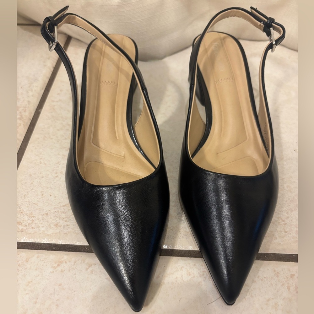 Brand New Black Slingback Women's Shoes, Block Heel